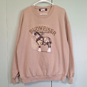 Vintage 1999 Budweiser Clydesdale Horse Brown Sweatshirt Size XL